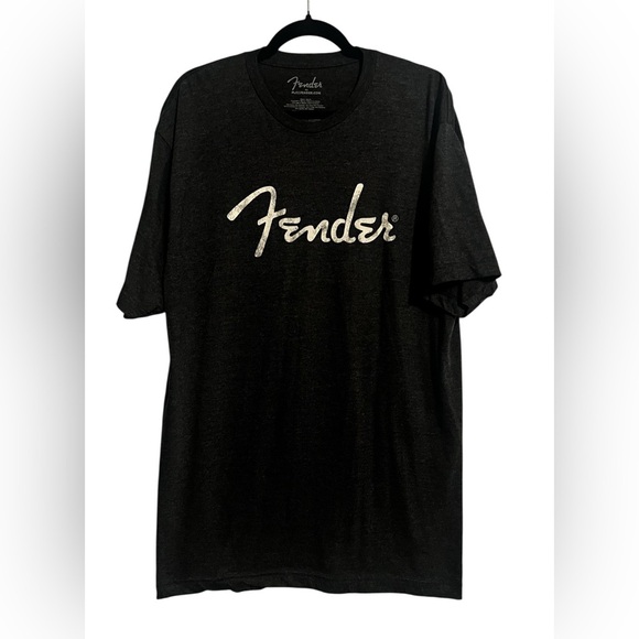 Fender Guitar Men's T-Shirt Authentic Merch Distressed Spaghetti Logo Tee - Picture 1 of 5